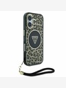 Guess Guess IML Leopard Trokut Logo Strap MagSafe stražnja maska ​​za iPhone 16 smeđa
