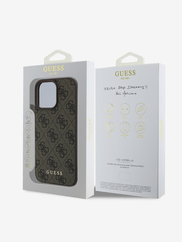 Guess Stražnja maska ​​Guess 4G Charm za iPhone 16 Pro Max Tone on Tone Brown
