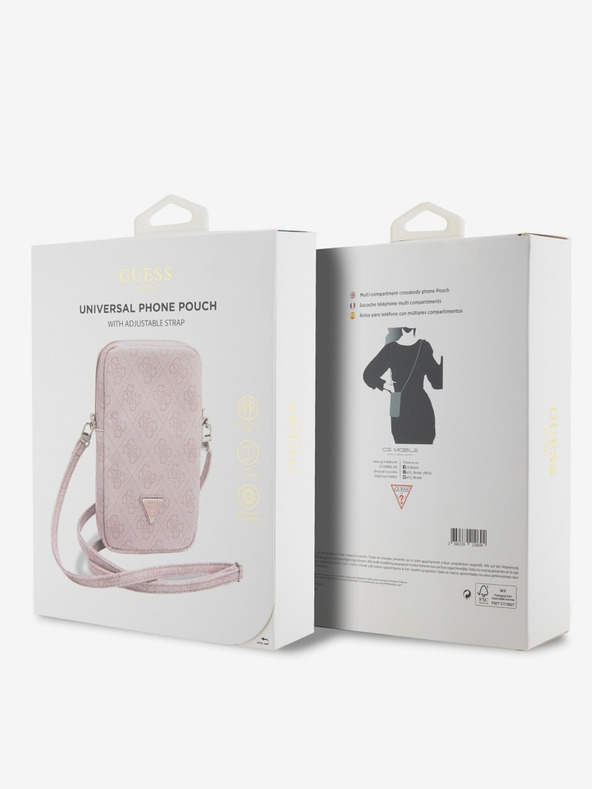 Guess PU 4G Triangle Logo Taška na Telefon se Zipem Pink Etui za telefon