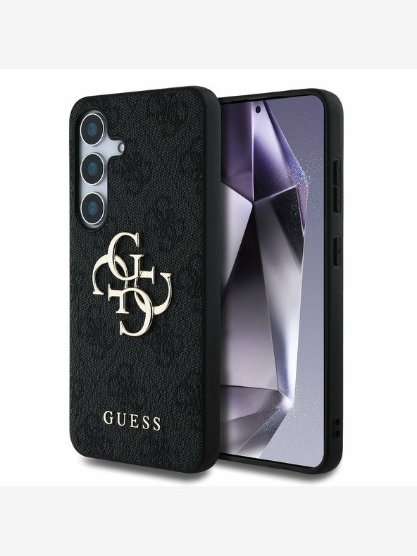 Guess PU 4G Metal Logo Zadní Kryt pro Samsung Galaxy S25 Grey Etui za telefon