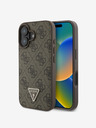 Guess Stražnja maska ​​Guess PU 4G Strass Trokut s metalnim logotipom za iPhone 16 smeđa