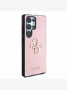 Guess Stražnja maska ​​Guess PU zrnatog 4G metalnog logotipa za Samsung Galaxy S25 Ultra Pink