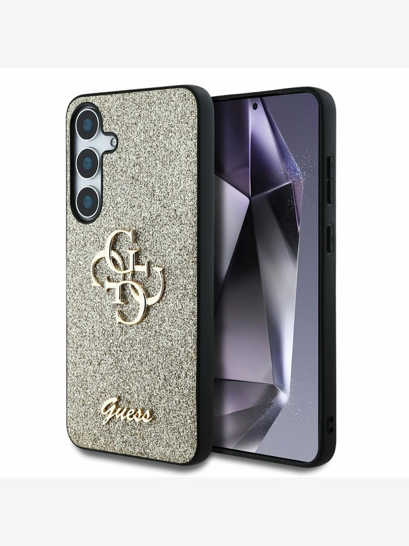 Guess Stražnja maska ​​Guess PU s fiksnim svjetlucavim 4G metalnim logotipom za Samsung Galaxy S25+ zlatna