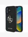 Guess Guess PU zrnati 4G metalni stražnji poklopac s logotipom za iPhone 16 crni