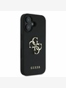 Guess Guess PU zrnati 4G metalni stražnji poklopac s logotipom za iPhone 16 crni