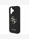 Guess Guess PU zrnati 4G metalni stražnji poklopac s logotipom za iPhone 16 crni