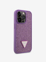 Guess Guess Rhinestones Triangle Metal Logo Cover za iPhone 15 Pro Ljubičasta