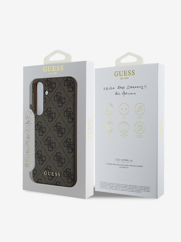 Guess Stražnja maska ​​Guess 4G Charm za Samsung Galaxy S24 FE smeđa