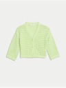 Marks & Spencer Marks & Spencer pleteni kardigan od čistog pamuka (2-8 godina) zeleni