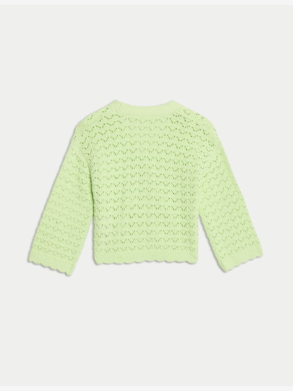 Marks & Spencer Marks & Spencer pleteni kardigan od čistog pamuka (2-8 godina) zeleni