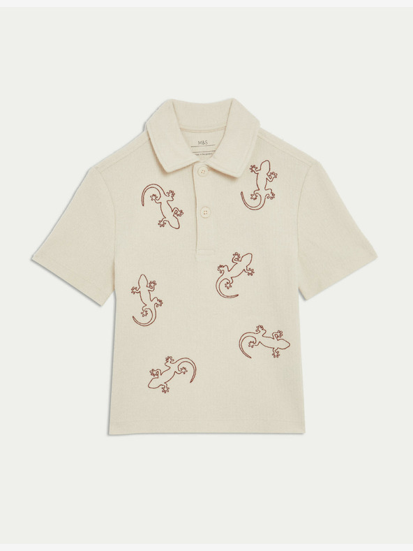Marks & Spencer Marks & Spencer bogata pamučna izvezena polo majica (1-8 godina) krem