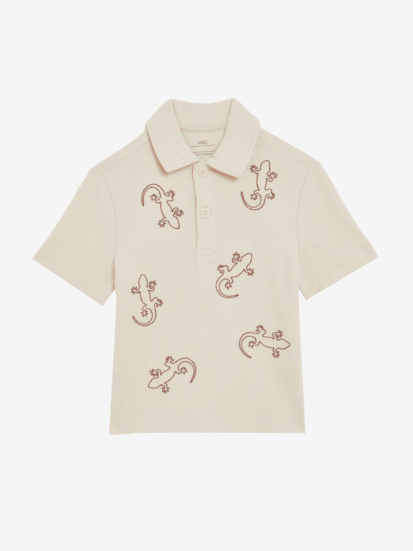 Marks & Spencer Marks & Spencer bogata pamučna izvezena polo majica (1-8 godina) krem
