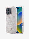 Guess Stražnja maska ​​Guess PU 4G Strass Trokut s metalnim logotipom za iPhone 16 Pro Max, ružičasta