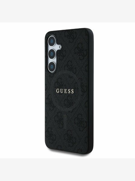 Guess PU Leather 4G Colored Ring MagSafe Zadní Kryt pro Samsung Galaxy S25 Black Etui za telefon
