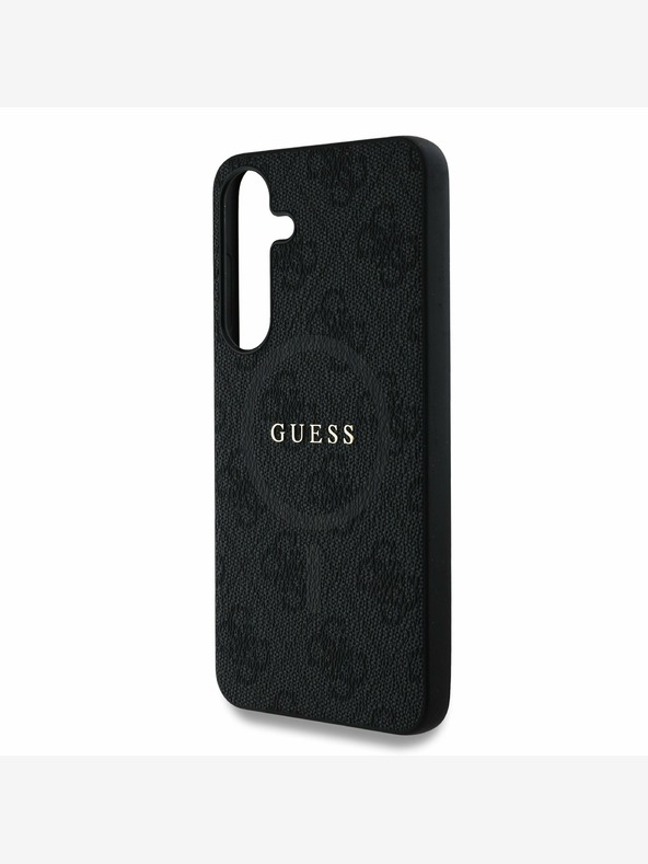 Guess PU Leather 4G Colored Ring MagSafe Zadní Kryt pro Samsung Galaxy S25 Black Etui za telefon
