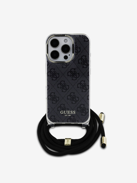 Guess Guess IML 4G stražnja maska ​​s remenom preko ramena za iPhone 16 Pro Max crna