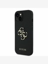 Guess Guess PU zrnati 4G metalni stražnji poklopac s logotipom za iPhone 14 crni