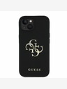 Guess Guess PU zrnati 4G metalni stražnji poklopac s logotipom za iPhone 14 crni