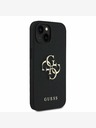 Guess Guess PU zrnati 4G metalni stražnji poklopac s logotipom za iPhone 14 crni