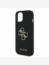 Guess Guess PU zrnati 4G metalni stražnji poklopac s logotipom za iPhone 14 crni