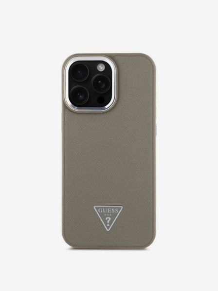 Guess Stražnja maska ​​Guess PU Grained Triangle Logo za iPhone 16 Pro Max smeđa