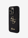 Guess Stražnja maska ​​Guess PU s fiksnim svjetlucavim 4G metalnim logotipom za iPhone 15 Pro crna