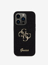 Guess Stražnja maska ​​Guess PU s fiksnim svjetlucavim 4G metalnim logotipom za iPhone 15 Pro crna