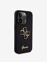 Guess Stražnja maska ​​Guess PU s fiksnim svjetlucavim 4G metalnim logotipom za iPhone 15 Pro crna