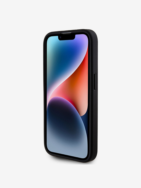 Guess Stražnja maska ​​Guess PU s fiksnim svjetlucavim 4G metalnim logotipom za iPhone 15 Pro crna