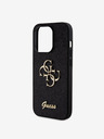 Guess Stražnja maska ​​Guess PU s fiksnim svjetlucavim 4G metalnim logotipom za iPhone 15 Pro crna