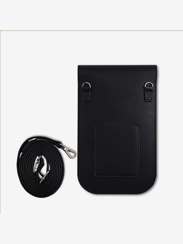 Guess Guess torba za telefon s logotipom PU zrnatog trokuta crna