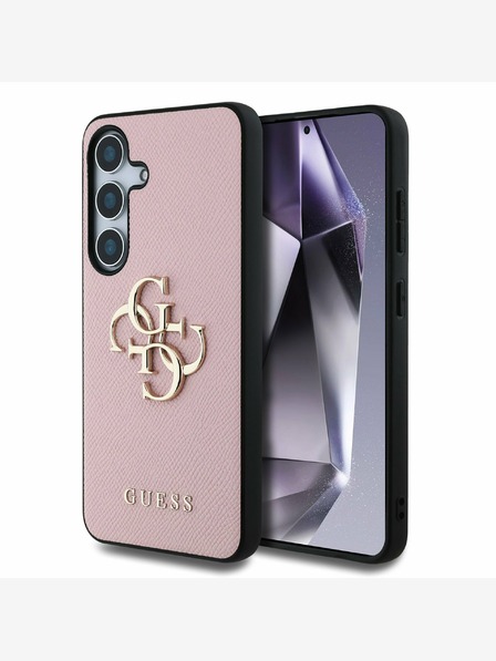Guess Stražnja maska ​​Guess PU Grained 4G Metal Logo za Samsung Galaxy S25+ Pink