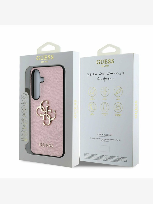Guess Stražnja maska ​​Guess PU Grained 4G Metal Logo za Samsung Galaxy S25+ Pink