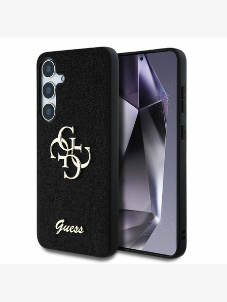 Guess Stražnja maska ​​Guess PU s fiksnim svjetlucavim 4G metalnim logotipom za Samsung Galaxy S25 crna