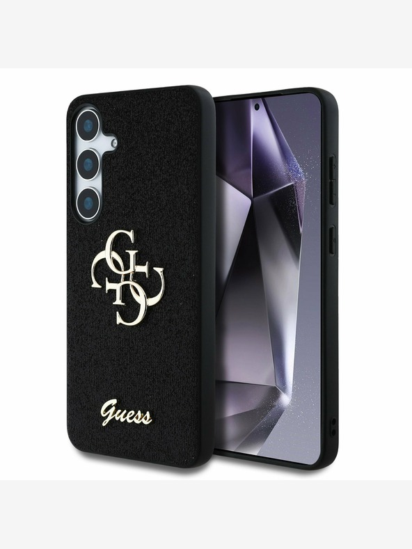 Guess Stražnja maska ​​Guess PU s fiksnim svjetlucavim 4G metalnim logotipom za Samsung Galaxy S25 crna
