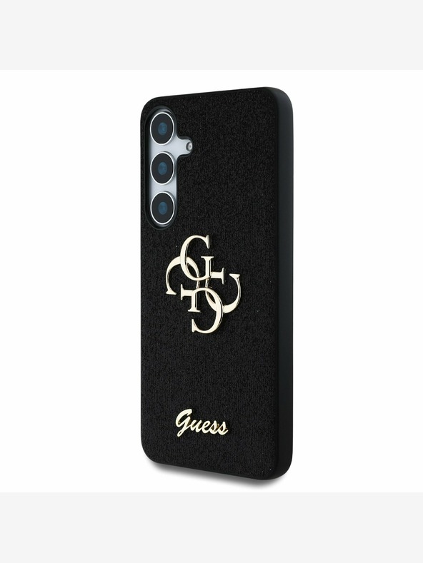 Guess Stražnja maska ​​Guess PU s fiksnim svjetlucavim 4G metalnim logotipom za Samsung Galaxy S25 crna