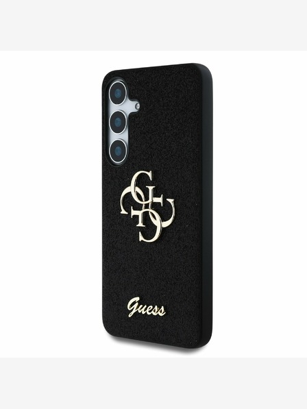 Guess Stražnja maska ​​Guess PU s fiksnim svjetlucavim 4G metalnim logotipom za Samsung Galaxy S25 crna