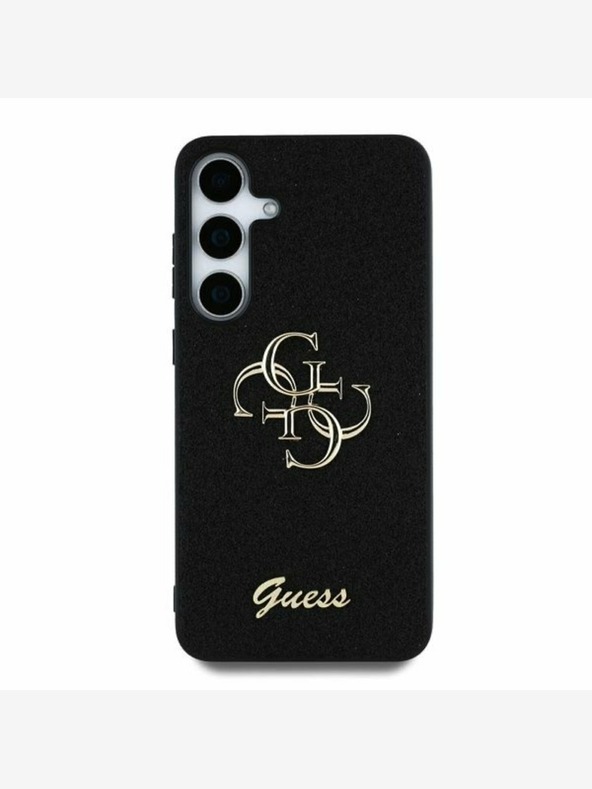 Guess Stražnja maska ​​Guess PU s fiksnim svjetlucavim 4G metalnim logotipom za Samsung Galaxy S25 crna