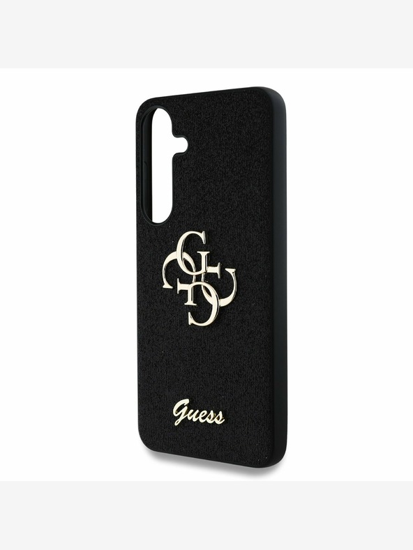 Guess Stražnja maska ​​Guess PU s fiksnim svjetlucavim 4G metalnim logotipom za Samsung Galaxy S25 crna