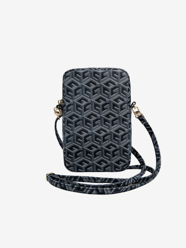 Guess Guess PU G kockasta telefonska torba s patentnim zatvaračem crna