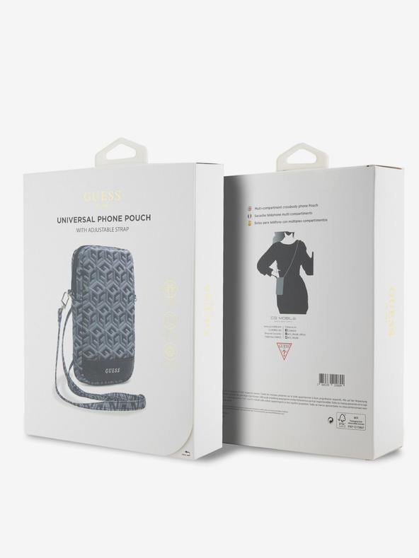 Guess Guess PU G kockasta telefonska torba s patentnim zatvaračem crna