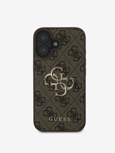 Guess Stražnja maska ​​Guess PU 4G s metalnim logotipom za iPhone 16 smeđa
