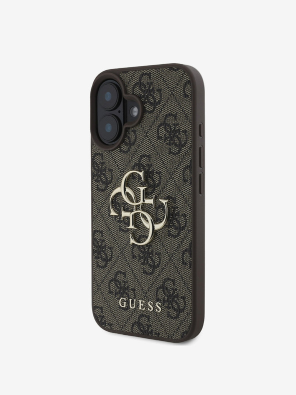 Guess Stražnja maska ​​Guess PU 4G s metalnim logotipom za iPhone 16 smeđa