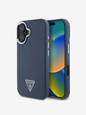 Guess Guess PU stražnja maska ​​s logotipom zrnatog trokuta za iPhone 16 plava