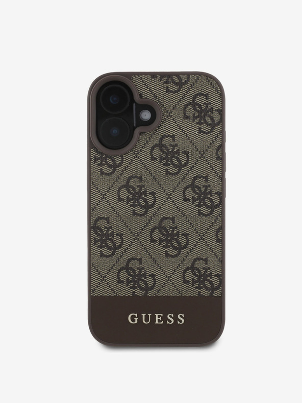 Guess Stražnja maska ​​Guess PU 4G Stripe za iPhone 16 smeđa