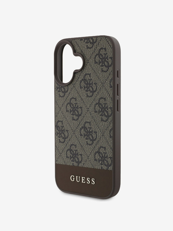 Guess Stražnja maska ​​Guess PU 4G Stripe za iPhone 16 smeđa