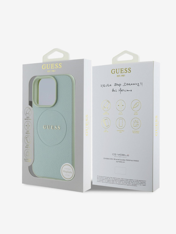Guess Guess PU Grained Classic Logo MagSafe stražnja maska ​​za iPhone 16 Pro Max zelena