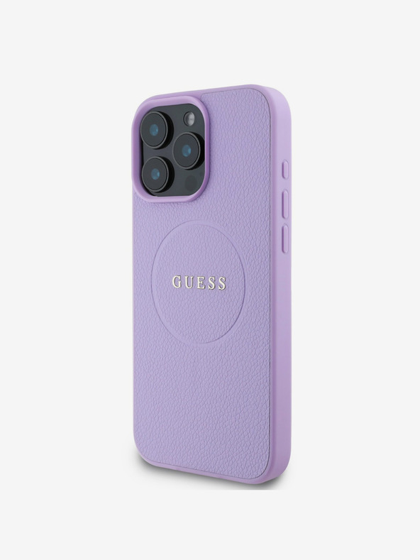 Guess Guess PU Grained Classic Logo MagSafe stražnja maska ​​za iPhone 16 Pro Max ljubičasta