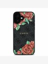 Guess Guess PU kožna 4G Roses MagSafe stražnja maska ​​za iPhone 16 crna