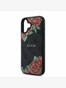 Guess Guess PU kožna 4G Roses MagSafe stražnja maska ​​za iPhone 16 crna